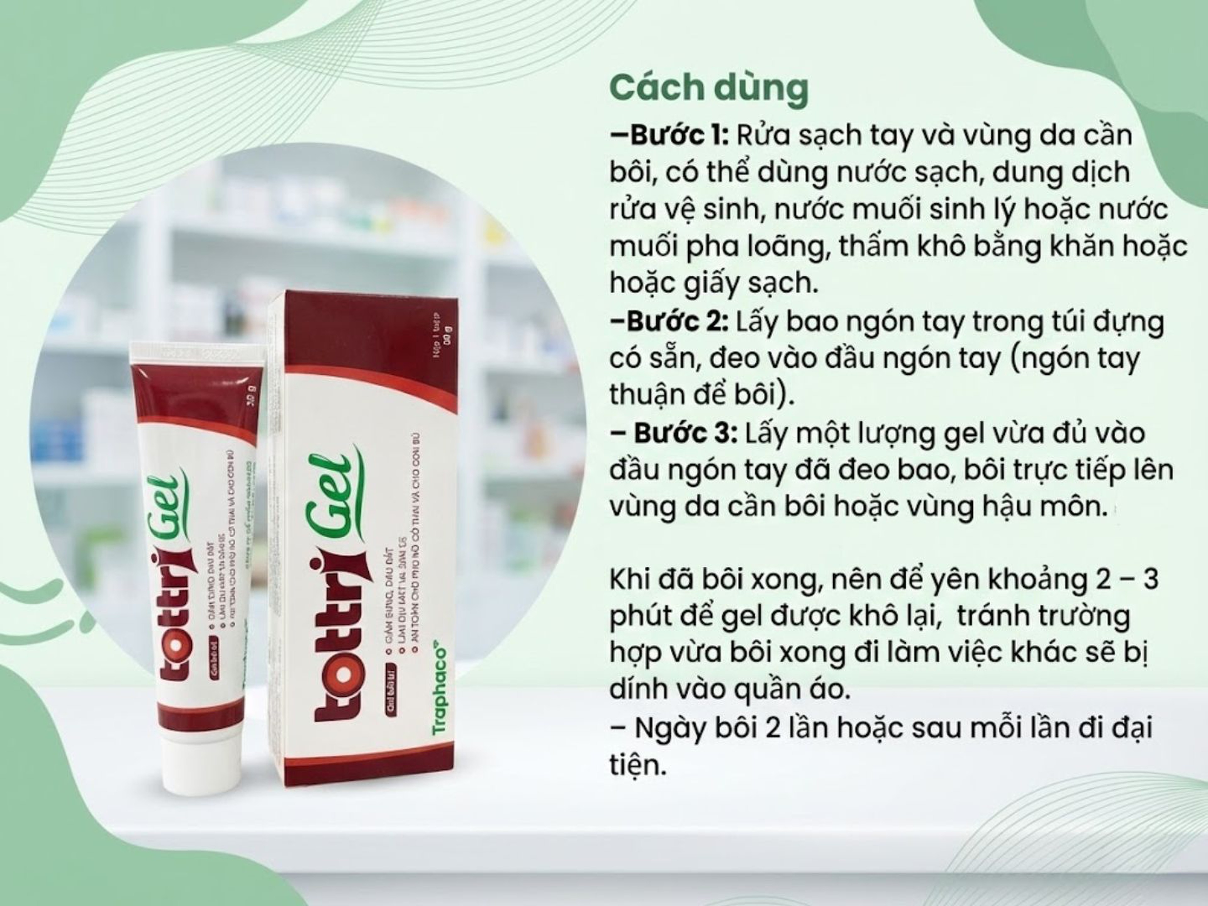 Gel Bôi Trĩ Tottri Gel Traphaco giúp giảm sưng, đau rát trong bệnh trĩ (Tuýp 30g)