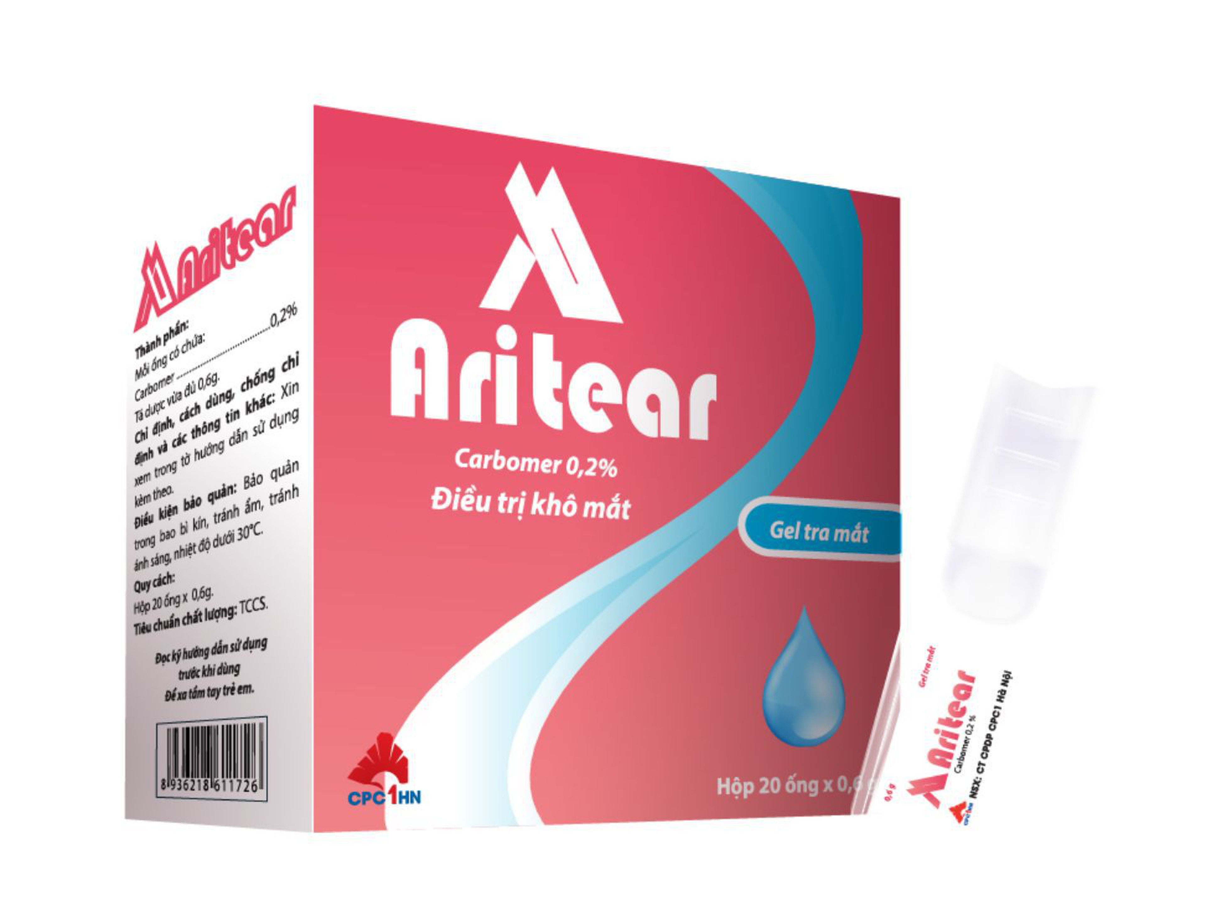   Gel tra mắt Aritear 0.2% điều trị khô mắt (Hộp 20 ống x 0,6g)