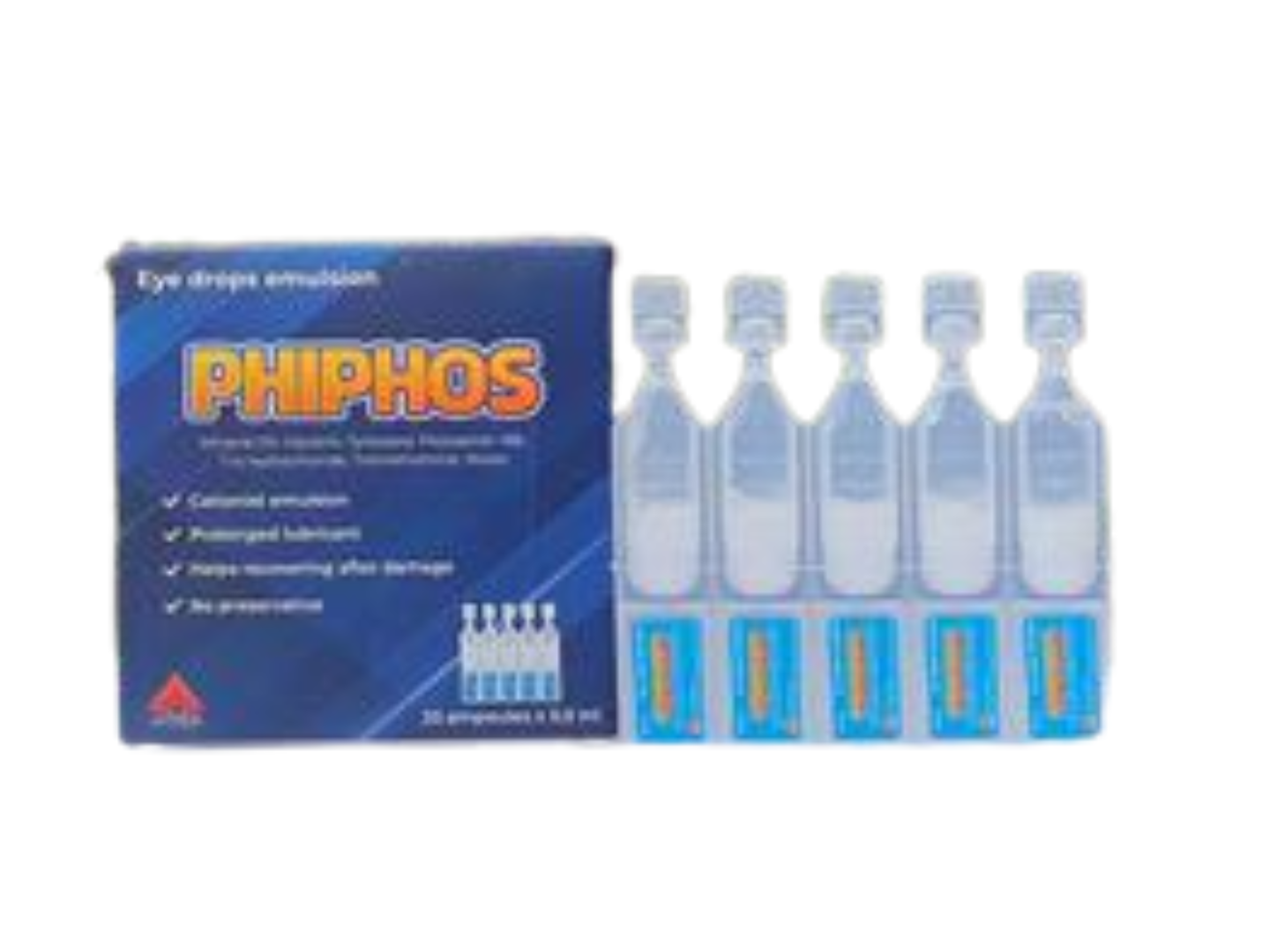 Nhũ tương nhỏ mắt Phiphos điều trị các tình trạng khô mắt (Hộp 4 vỉ x 5 ống 0,5ml)
