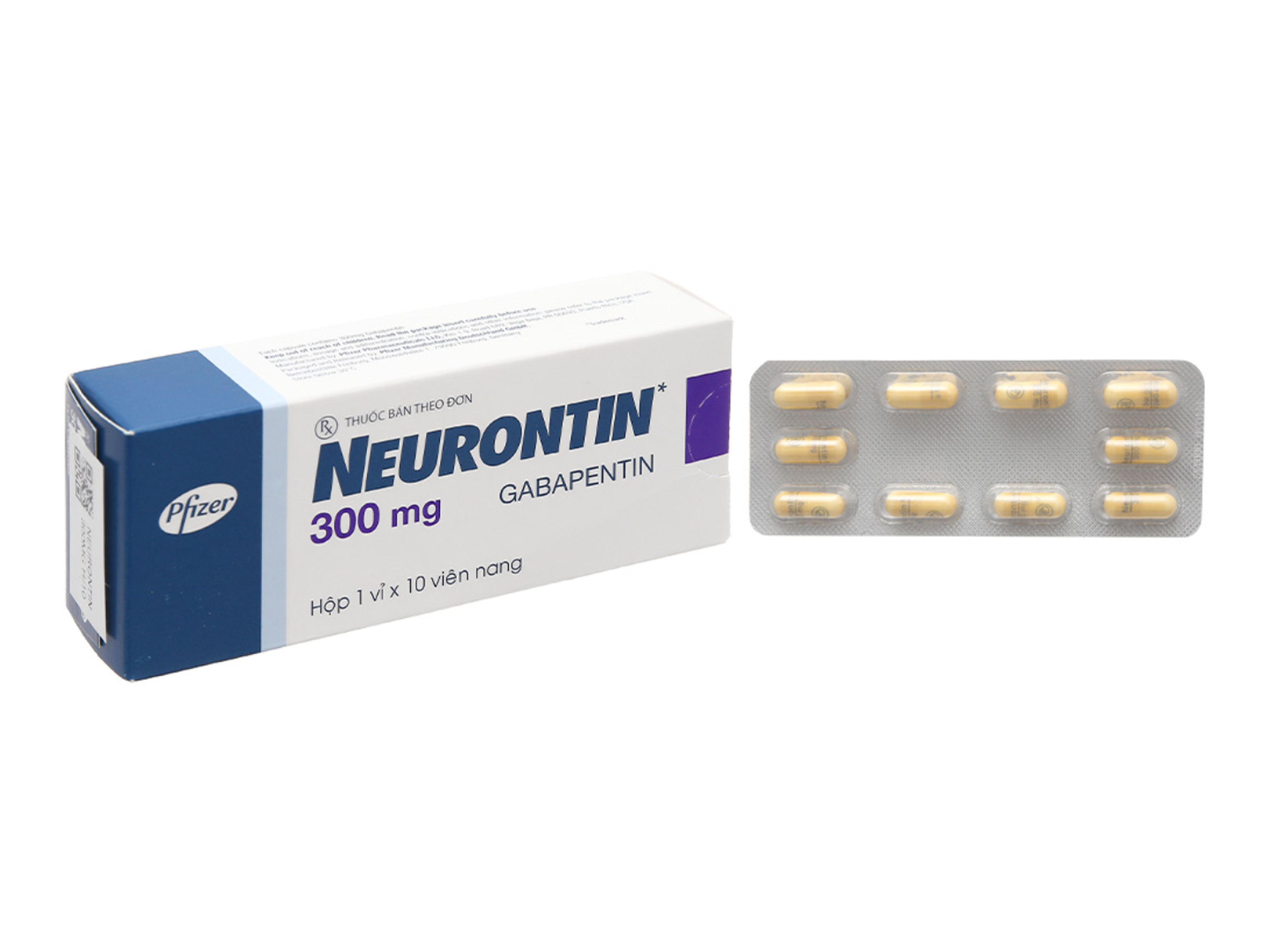 Thuốc Neurontin 300mg điều trị động kinh, đau dây thần kinh (hộp 1 vỉ * 10 viên)