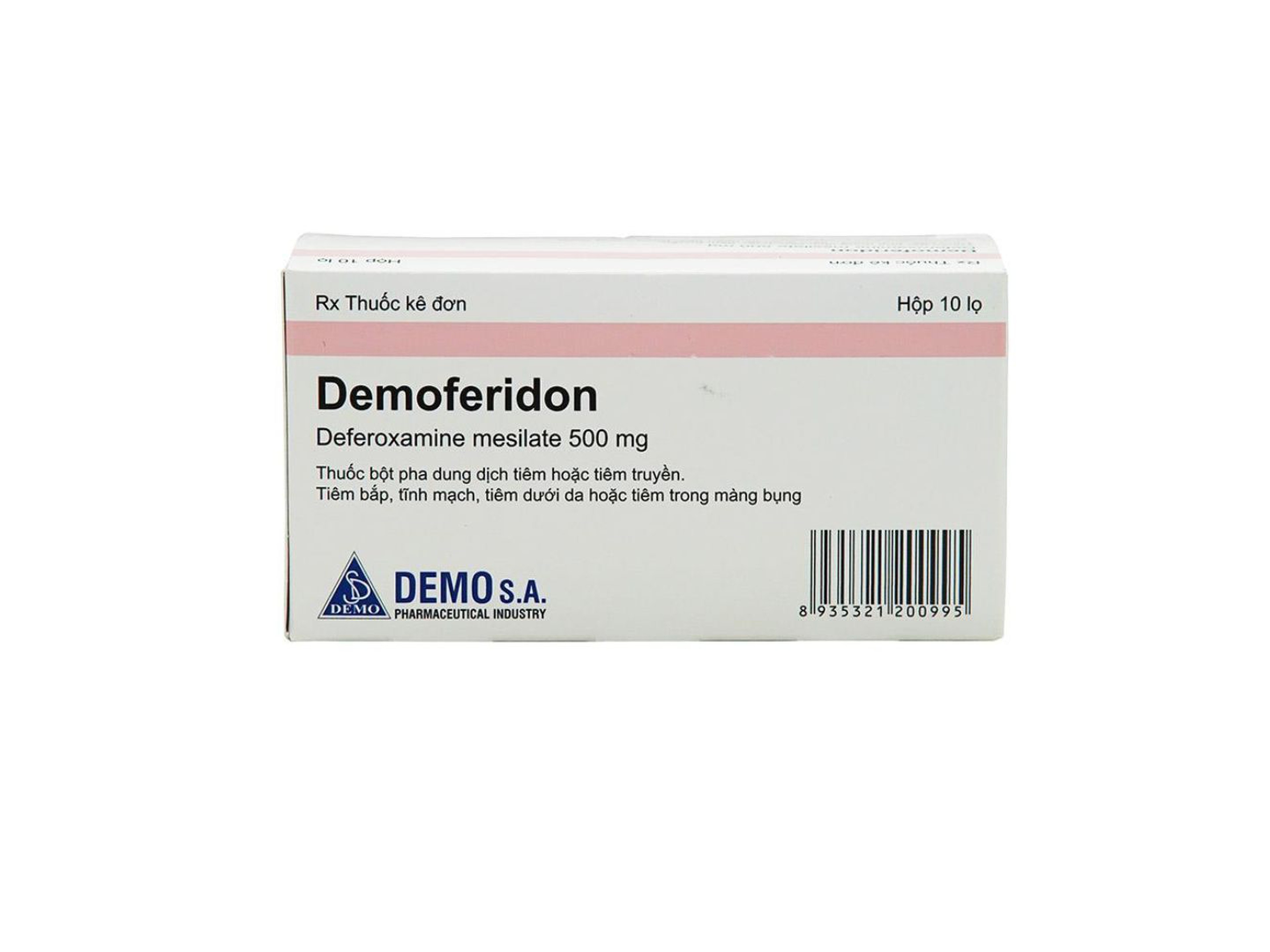 Thuốc tiêm Demoferidon 500mg điều trị thừa sắt mạn tính, nhiễm độc sắt cấp tính, thừa nhôm (Hộp 10 ống)