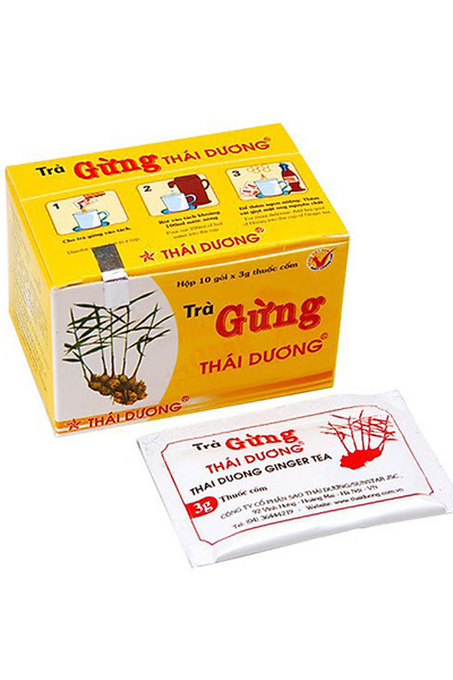 Trà gừng Thái Dương điều trị cảm lạnh, ho, đau bụng (10 gói x 3g)