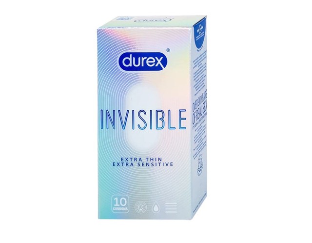 Bao cao su Durex- Invisible Extra Thin/Sensitive siêu mỏng, thoải mái (Hộp 10 cái)