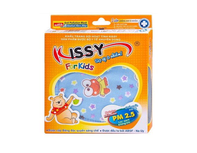 Khẩu trang sợi hoạt tính Kissy For Kids size S cho bé giúp lọc sạch không khí, ngăn bụi, khí ô nhiễm