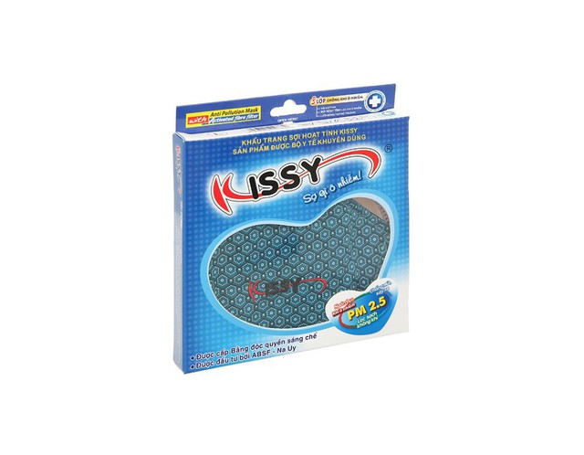 Khẩu trang sợi hoạt tính Kissy size L 3 lớp giúp lọc sạch không khí, ngăn bụi, khí ô nhiễm