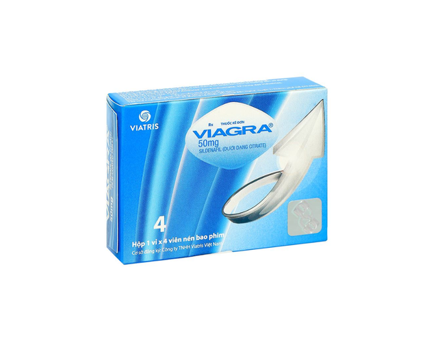 Thuốc Viagra 50mg điều trị rối loạn cương dương (Hộp 1 vỉ x 4 viên)