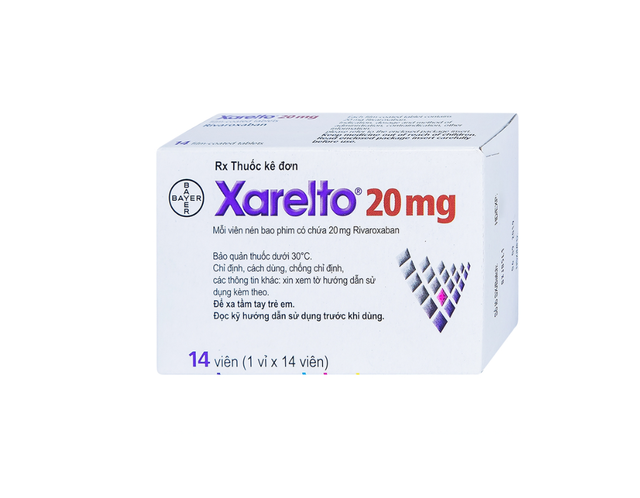 Thuốc Xarelto 20mg Bayer dự phòng đột quỵ và thuyên tắc mạch toàn thân (Hộp 1 vỉ x 14 viên)