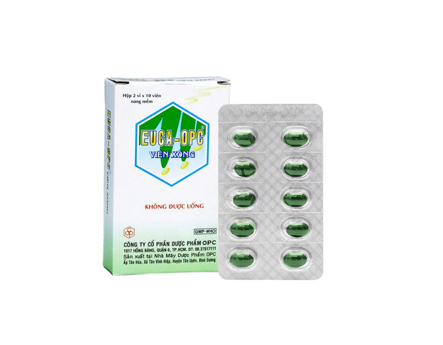 Viên xông EUCA-OPC giải cảm, sát khuẩn hệ hô hấp (Hộp 2 vỉ x 10 viên)
