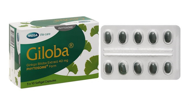 Thuốc Giloba 40mg MEGA We care điều trị suy tuần hoàn não (Hộp 3 vỉ x 10 viên)
