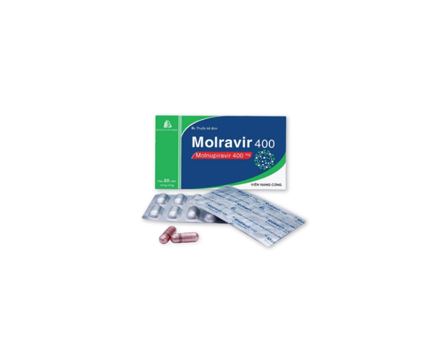 Thuốc Molravir 400 điều trị Covid 19 mức độ nhẹ đến trung bình (Hộp 2 vỉ x 10 viên)