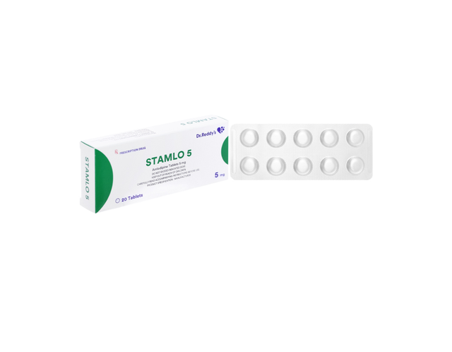 Thuốc Stamlo 5 điều trị tăng huyết áp, thiếu máu cục bộ cơ tim (Hộp 2 vỉ x 10 viên)