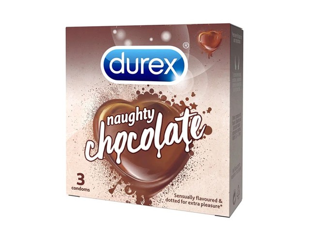 Bao cao su Durex Naughty Chocolate có gai giúp tăng thêm cảm xúc (Hộp 3 cái)