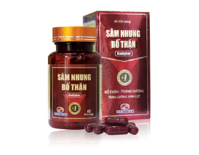 Sâm nhung bổ thận Hadiphar bổ thận tráng dương, tăng cường sức khỏe sinh lí (Lọ 60 viên)