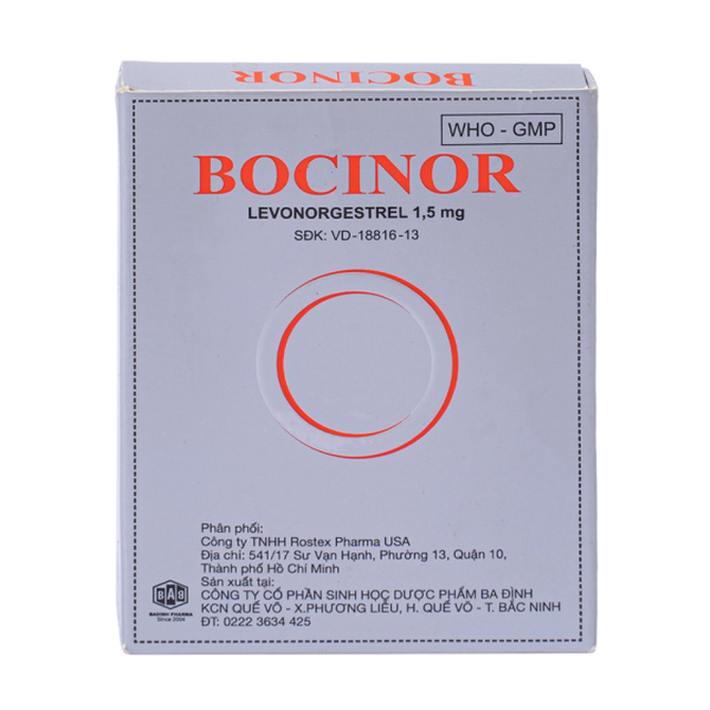 Thuốc Bocinor 1,5mg giúp tránh thai khẩn cấp (hộp 1 vỉ x 1 viên)