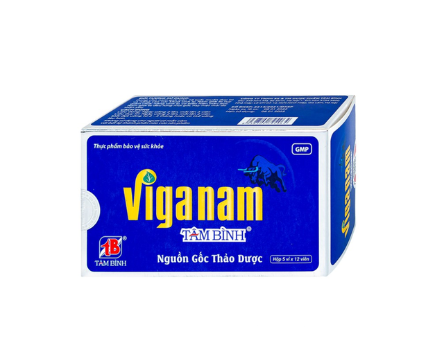 Viên uống Viganam Tâm Bình hỗ trợ bổ thận tráng dương, tăng cường lưu thông khí huyết (Hộp 5 vỉ x 12 viên)