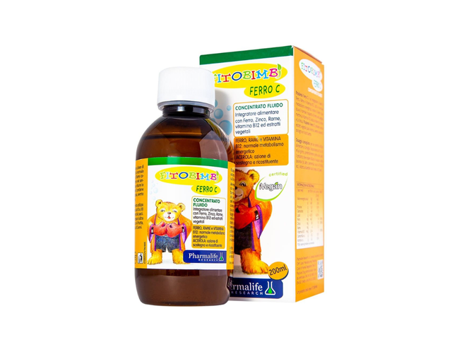 Siro Fitobimbi Ferro C Concentrato Fluido Pharmalife bổ sung sắt, kẽm, vitamin C cho cơ thể (200ml)