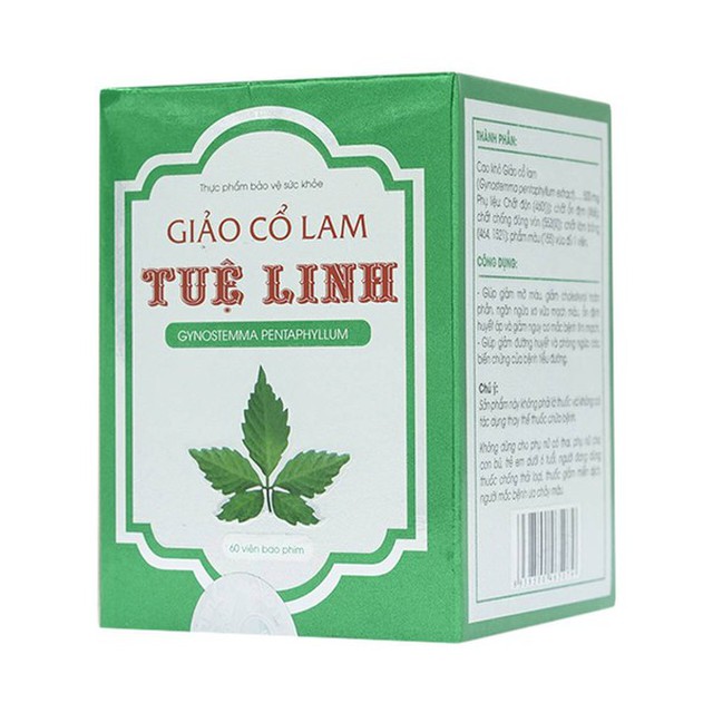 Viên uống Giảo cổ lam Tuệ Linh hỗ trợ giảm mỡ máu, ngừa xơ vữa mạch (Hộp 1 lọ 60 viên)