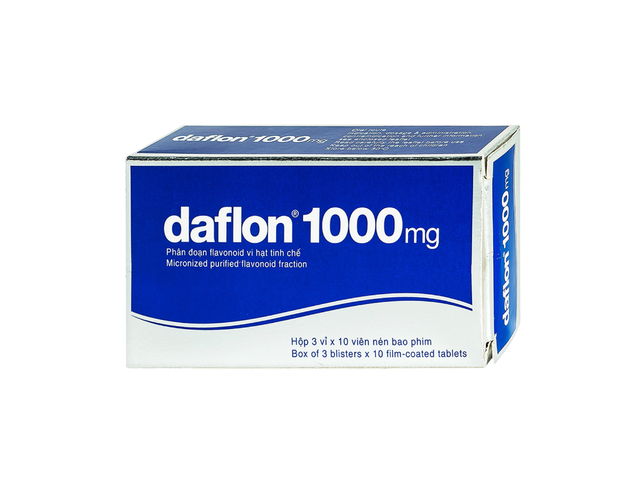 Thuốc Daflon Tab 1000mg trị trĩ, suy giãn tĩnh mạch ( hộp 3 vỉ x 10 viên)