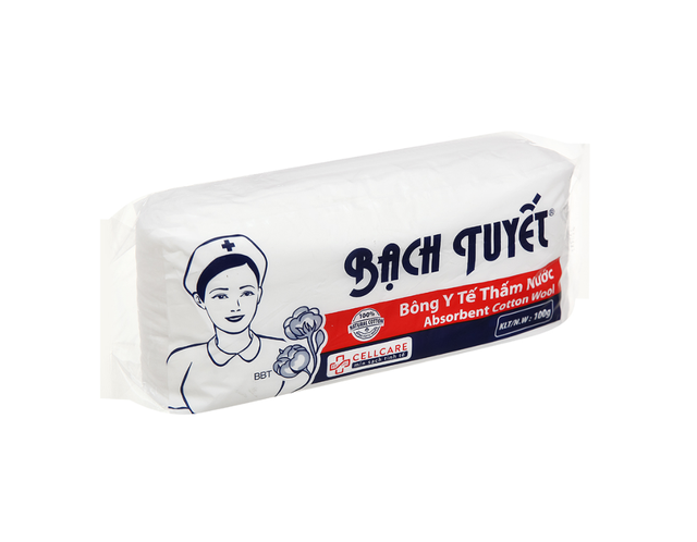 Bông y tế Bạch Tuyết hỗ trợ lau vết thương, vết trầy xước (Gói 100g)