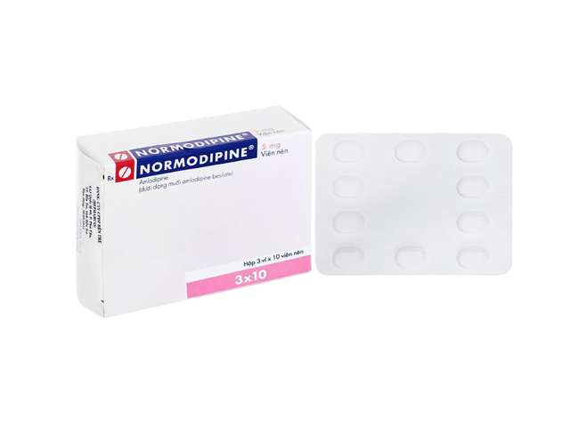 Thuốc Normodipine Tab 5mg trị tăng huyết áp, đau thắt ngực ( hộp 3 vỉ x 10 viên)