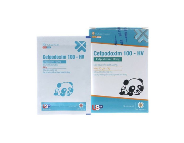Bột pha hỗn dịch uống Cefpodoxim 100 - HV Sac US 3g ( hộp 10 gói)