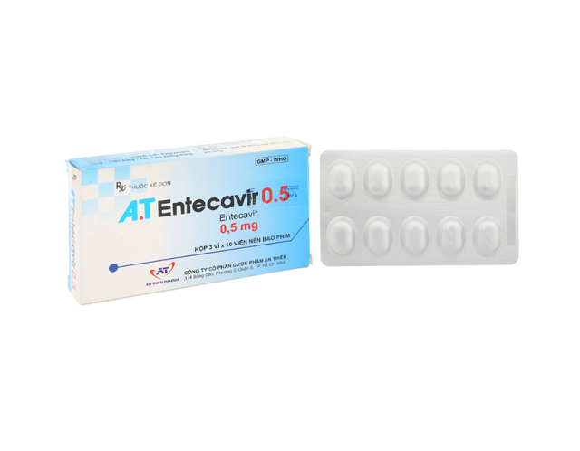 Thuốc A.T Entecavir 0.5mg điều trị viêm gan B (Hộp 3 vỉ x 10 viên)