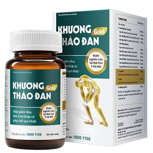 Viên uống Khương Thảo Đan Gold giúp giảm triệu chứng thoái hoá khớp (Lọ 30 viên)