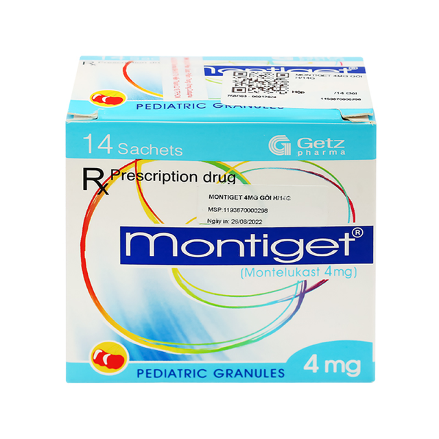 Thuốc Montiget 4mg điều trị hen suyễn ở trẻ (Hộp 14 gói)