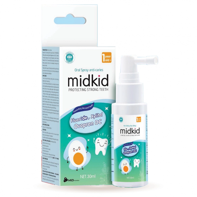 Xịt chống sâu răng Midkid màu xanh hương nho bảo vệ răng miệng cho trẻ (30ml)