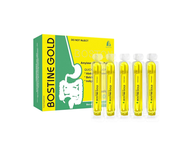 Bostine Gold Sol 10ml hỗ trợ giảm đầy hơi, chướng bụng (Hộp 4 vỉ x 5 ống)