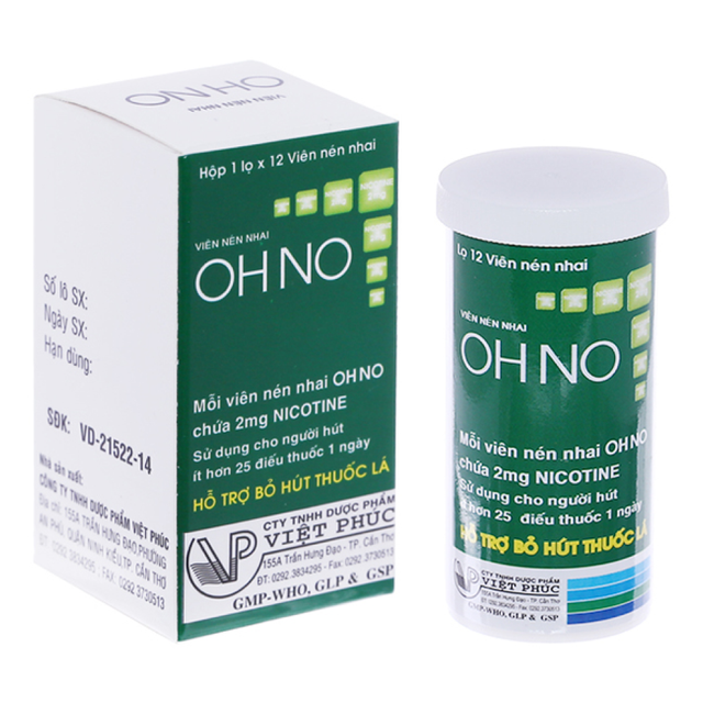 Thuốc nhai OHNO hỗ trợ cai nghiện thuốc lá (Lọ 12 viên)