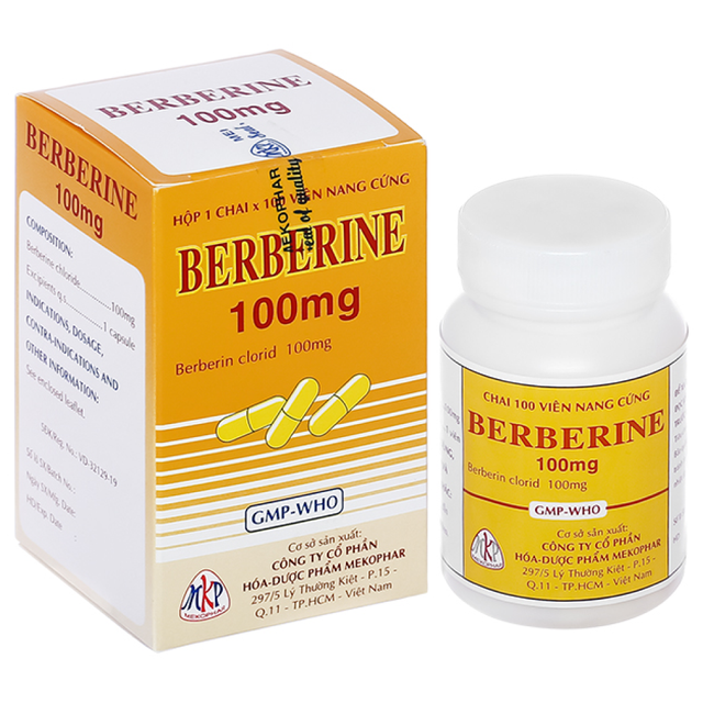 Viên nang cứng Berberin 100mg giúp điều trị hội chứng lỵ do trực khuẩn, viêm ruột, tiêu chảy (Lọ 100 viên)