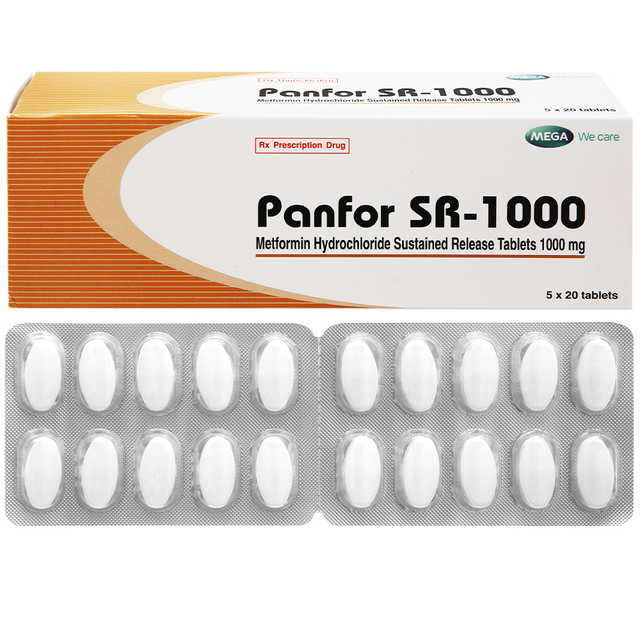Thuốc Panfor SR-1000 trị đái tháo đường tuýp 2 (Hộp 5 vỉ x 20 viên)