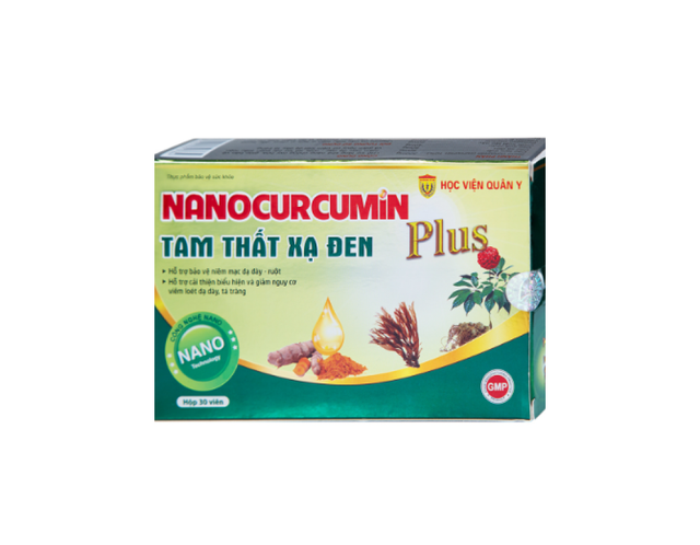 Viên uống Nanocurcumin Tam Thất Xạ Đen Plus giảm viêm loét dạ dày, tá tràng (Hộp 3 vỉ x 10 viên)