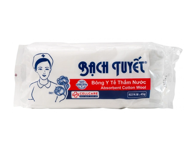 Bông y tế thấm nước Bạch Tuyết dùng trong chăm sóc cá nhân và y tế (Gói 45g)