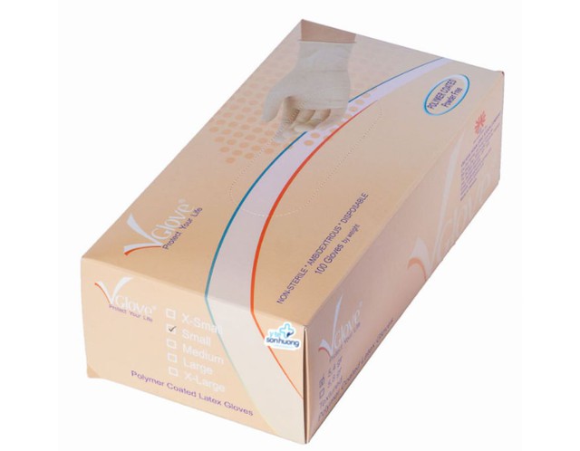 Găng tay Polymer Vglove không phủ bột size M dùng trong nhiều lĩnh vực (Hộp 100 chiếc)