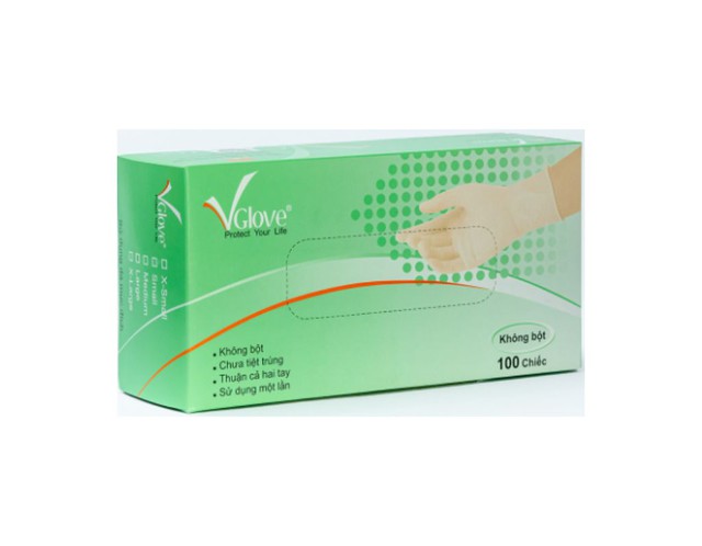 Găng tay Polymer Vglove không phủ bột size S dùng trong nhiều lĩnh vực (Hộp 100 chiếc)