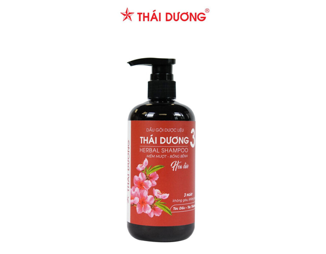Dầu gội dược liệu Thái Dương 3 Hoa Đào giúp loại bỏ gàu, ngứa da đầu, cung cấp dưỡng chất cho tóc, giúp tóc chắc khỏe, ngăn ngừa rụng tóc (Chai 500ml)