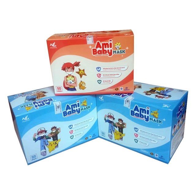 Khẩu trang trẻ em Ami baby mask bảo vệ đường hô hấp (Hộp 50 cái)