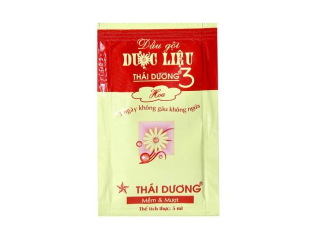 Dầu gội dược liệu Thái Dương 3 Hoa giúp sạch tóc và da đầu, giảm rụng tóc (Dây 10 gói 5ml)