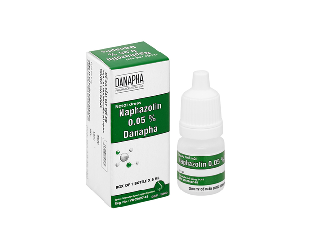 Thuốc nhỏ mũi Naphazolin Danapha 0.05% giảm nghẹt mũi, sung huyết mũi (Lọ 5ml)