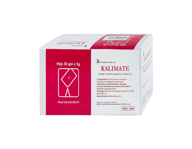Thuốc bột Kalimate 5g Dopharma điều trị tăng kali trong máu do suy thận (Hộp 30 gói x 5g)