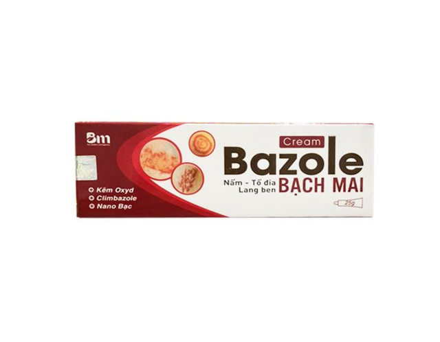 Kem Cream Bazole Bạch Mai trị nấm, tổ đỉa, lang ben (Hộp 1 tuýp 25g)