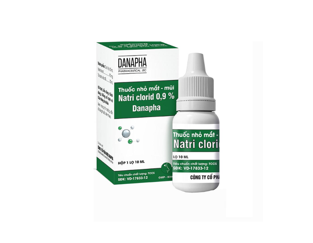 Thuốc nhỏ mắt - mũi Natri clorid 0.9% Danapha dùng rửa mắt, mũi trong trường hợp bị ngứa, bẩn, viêm dị ứng (Lọ 10ml)