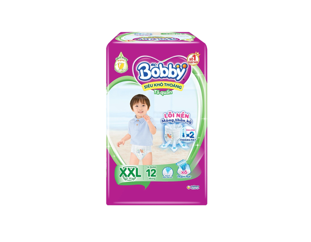 Tã quần Bobby siêu mỏng khô thoáng size XXL (Túi 12 chiếc)