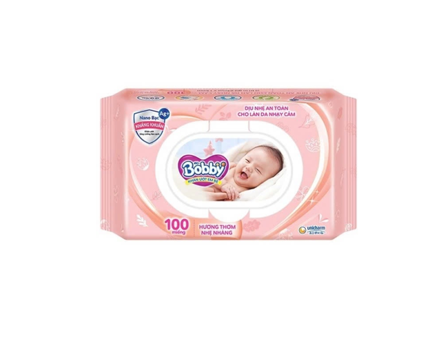 Khăn ướt Bobby Care chăm sóc và vệ sinh da bé (Gói 100 miếng)