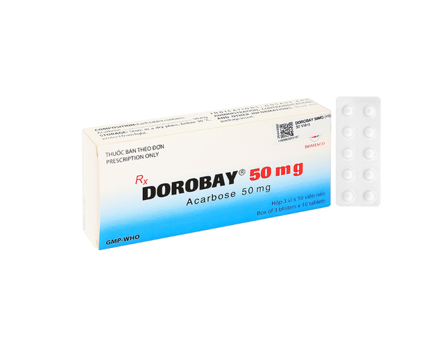 Thuốc Dorobay 50mg Domesco hỗ trợ điều trị đái tháo đường tuýp 2 (3 vỉ * 10 viên)