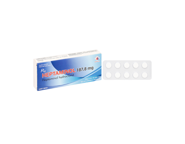 Thuốc Heptaminol 187,8mg điều trị triệu chứng trong hạ huyết áp tư thế (Hộp 2 vỉ x 10 viên)