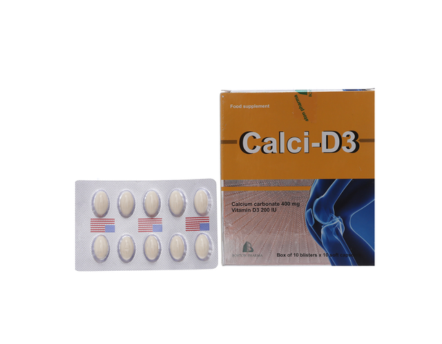 Viên uống Caci-D3 Boston Cap tăng cường phát triển răng, xương chắc khỏe (Hộp 10 vỉ x 10 viên)
