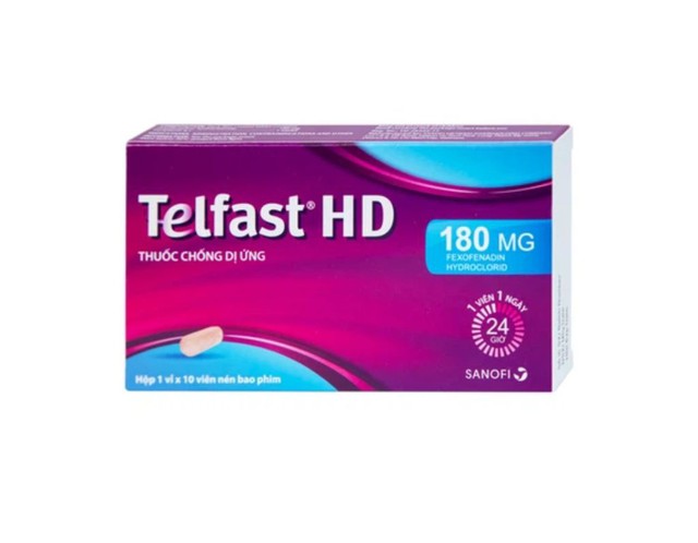 Thuốc Telfast HD Tab 180mg điều trị viêm mũi dị ứng, mề đay (Hộp 3 vỉ x 10 viên)    